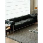 Bauhaus Sofa in Tumbled Top Grain Leather with Sculptural Steel Frame