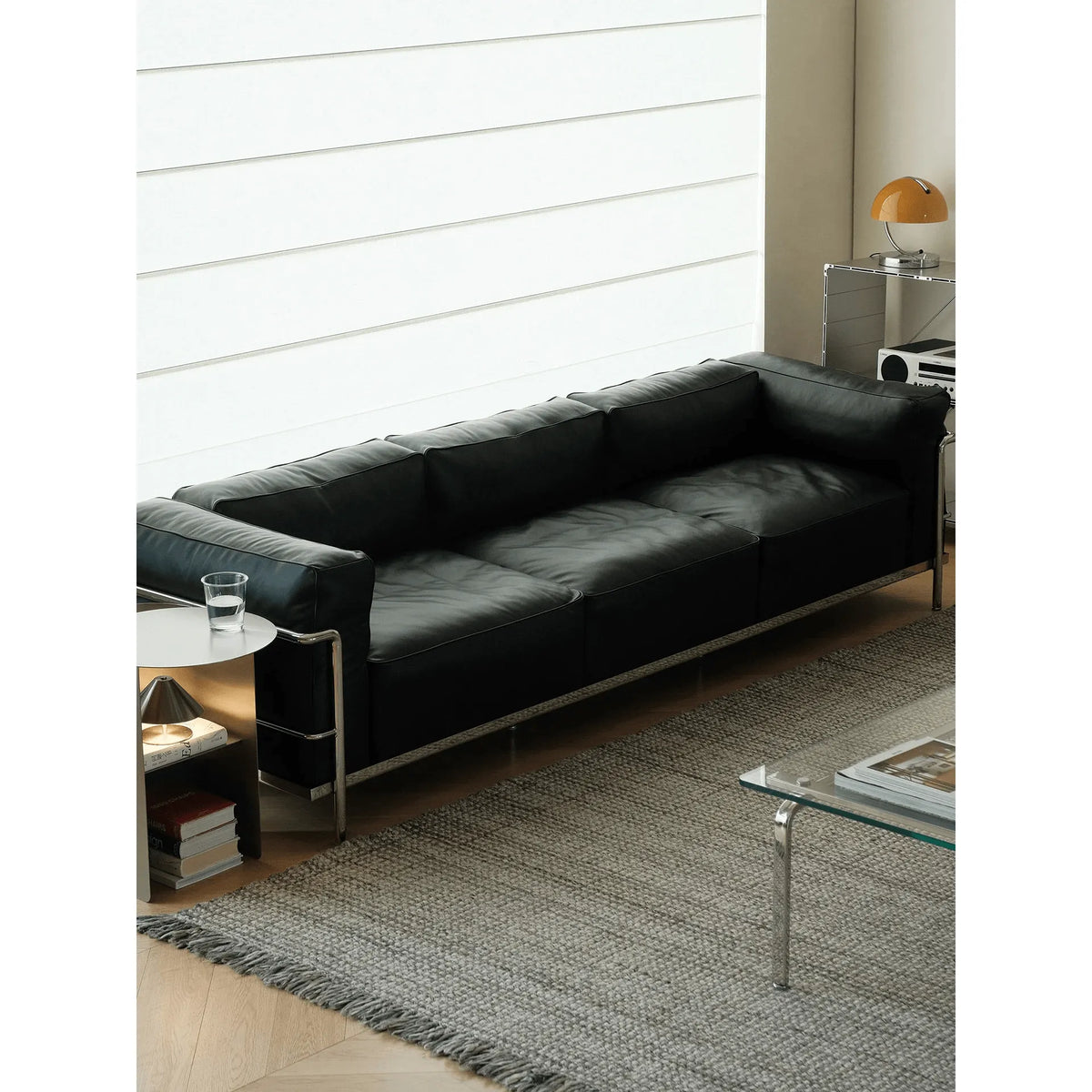 Bauhaus Sofa in Tumbled Top Grain Leather with Sculptural Steel Frame