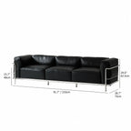 Bauhaus Sofa in Tumbled Top Grain Leather with Sculptural Steel Frame Dimensions