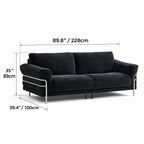 Bauhaus Sofa Series in Chenille with Steel Arms, Washable Cushions and High Legs Dimensions