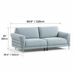 Bauhaus Sofa Series in Chenille with Steel Arms, Washable Cushions and High Legs
