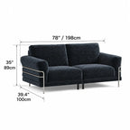 Bauhaus Sofa Series in Chenille with Steel Arms, Washable Cushions and High Legs Dimensions