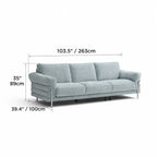 Bauhaus Sofa Series in Chenille with Steel Arms, Washable Cushions and High Legs