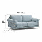 Bauhaus Sofa Series in Chenille with Steel Arms, Washable Cushions and High Legs