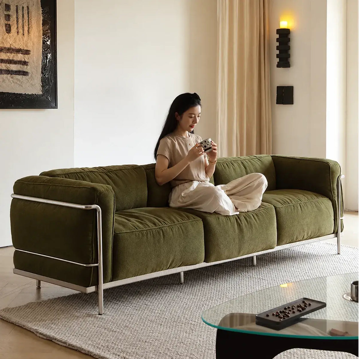 Bauhaus Sofa Series With Exposed Steel Frame and Deep Plush Lounge Seats