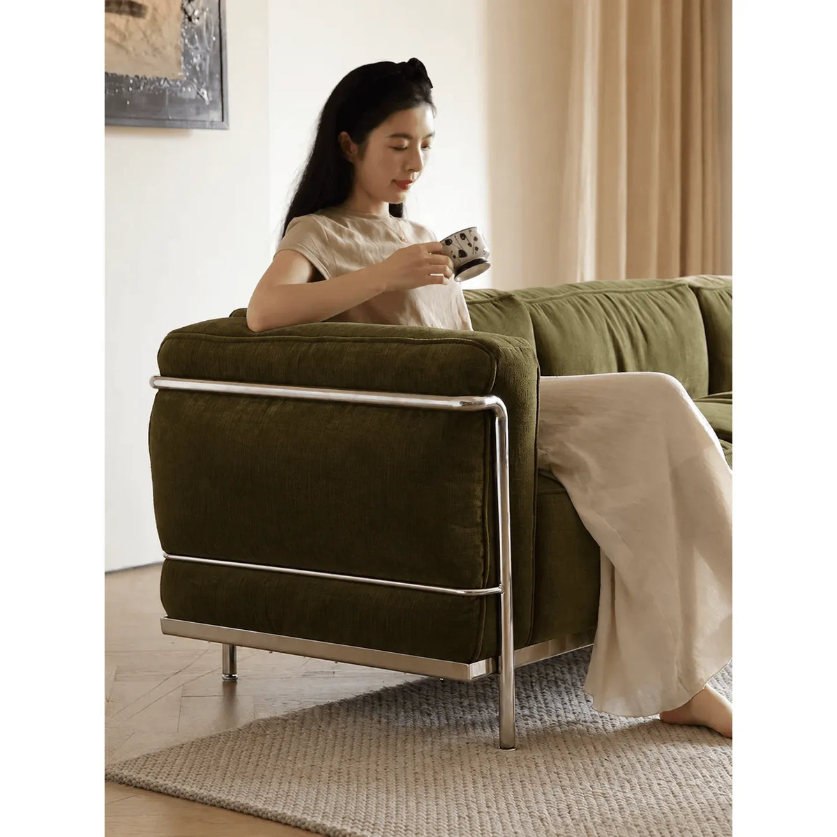 Bauhaus Sofa Series With Exposed Steel Frame and Deep Plush Lounge Seats
