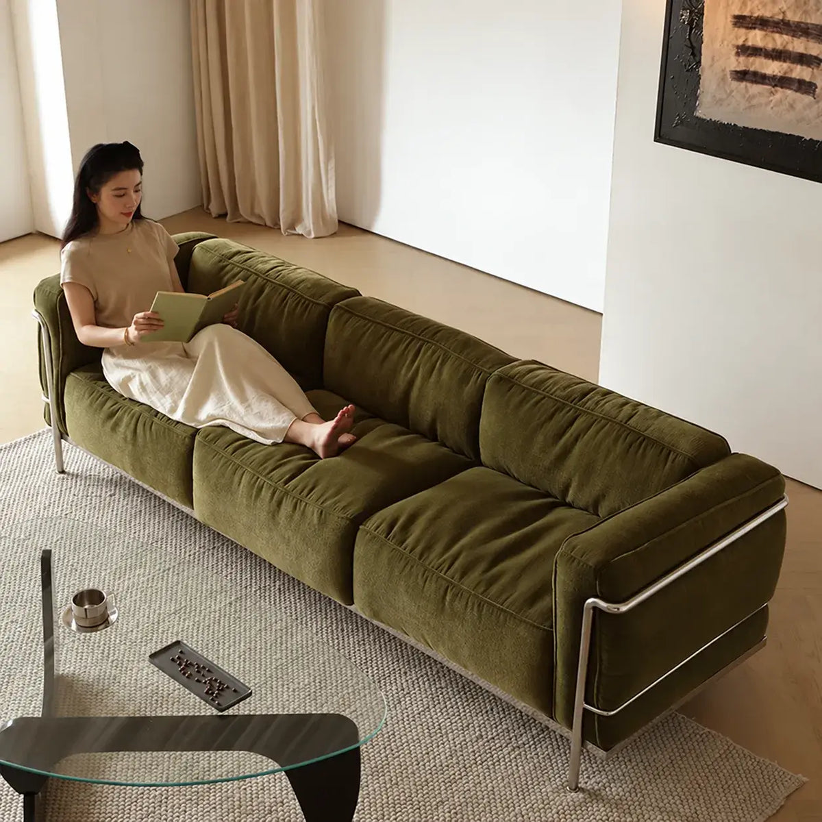 Bauhaus Sofa Series With Exposed Steel Frame and Deep Plush Lounge Seats
