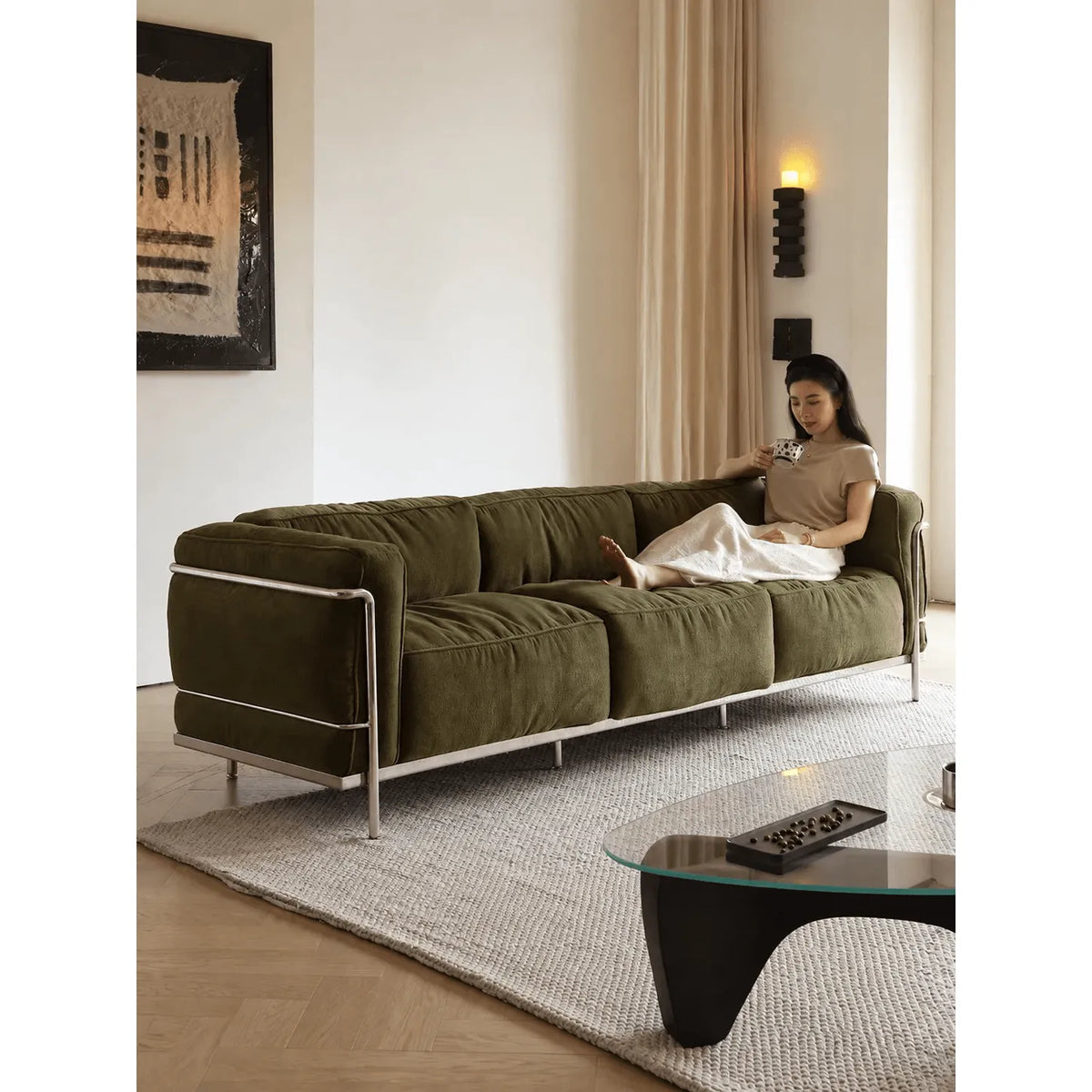 Bauhaus Sofa Series With Exposed Steel Frame and Deep Plush Lounge Seats Main Product Image Main image