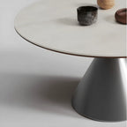 Bauhaus Travertine Sintered Stone Dining Table With Sculptural Round Form