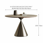 Bauhaus Travertine Sintered Stone Dining Table With Sculptural Round Form Dimensions