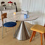 Bauhaus Travertine Sintered Stone Dining Table With Sculptural Round Form Main Product Image