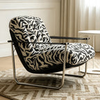 Bauhaus Zebra Lounge Chair with Sculptural Steel Frame and Plush Comfort