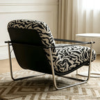 Bauhaus Zebra Lounge Chair with Sculptural Steel Frame and Plush Comfort