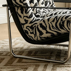 Bauhaus Zebra Lounge Chair with Sculptural Steel Frame and Plush Comfort