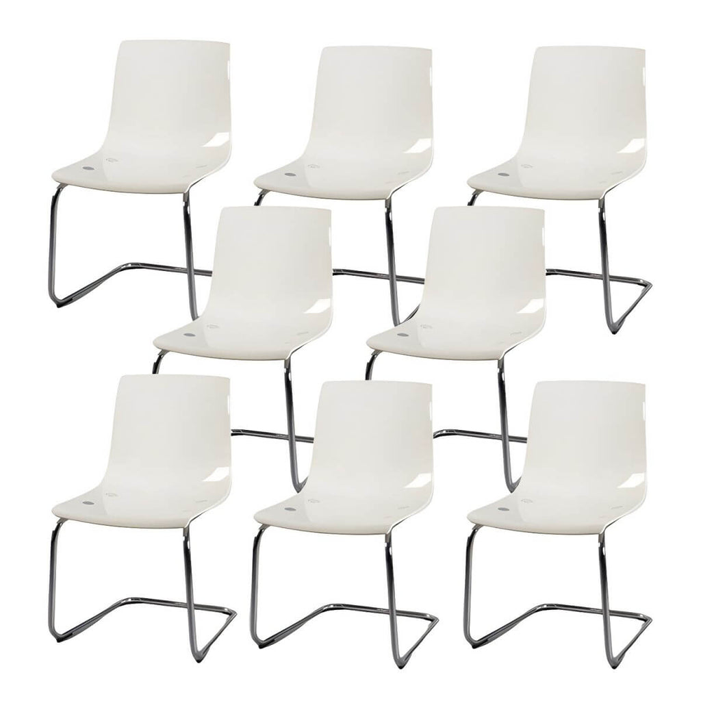 Scandinavian style low back side chair made of plastic and acrylic, ideal for kitchen and dining areas