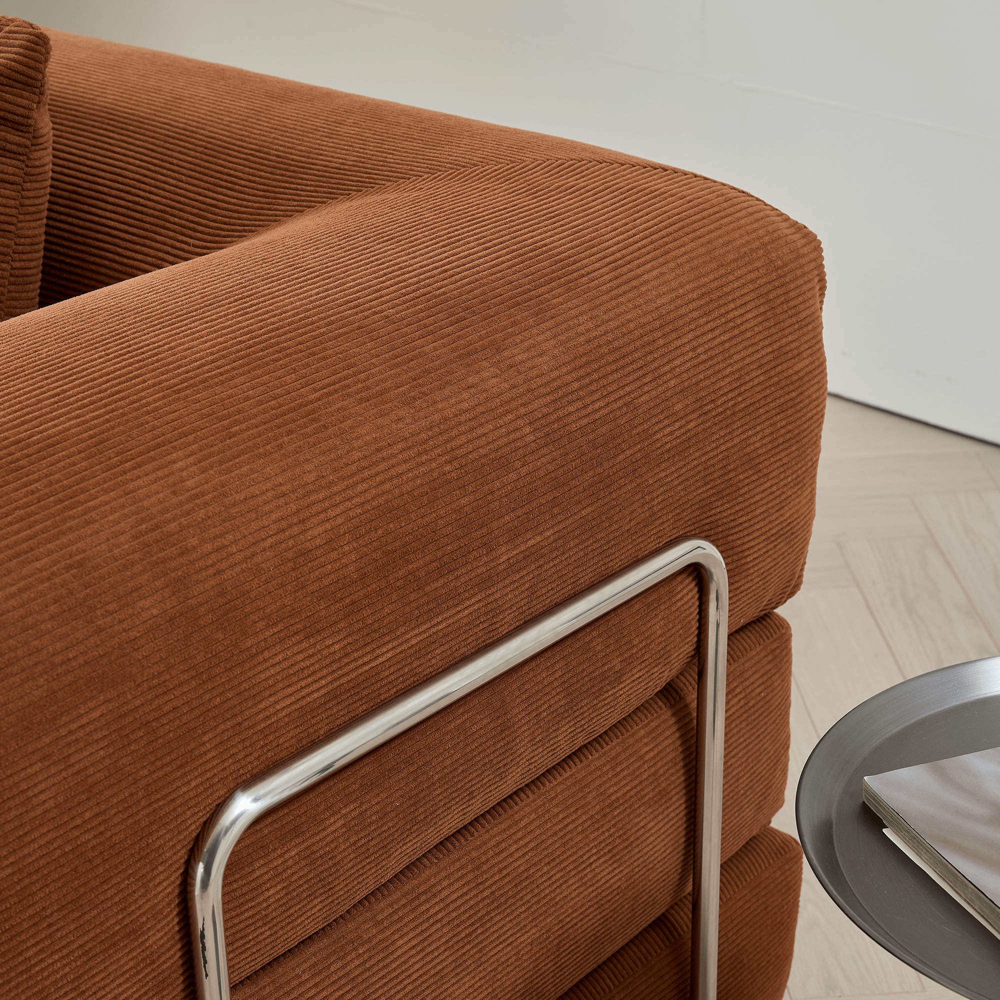 Convertible sofa bed upholstered with soft corduroy fabric, measuring 78.7 inches