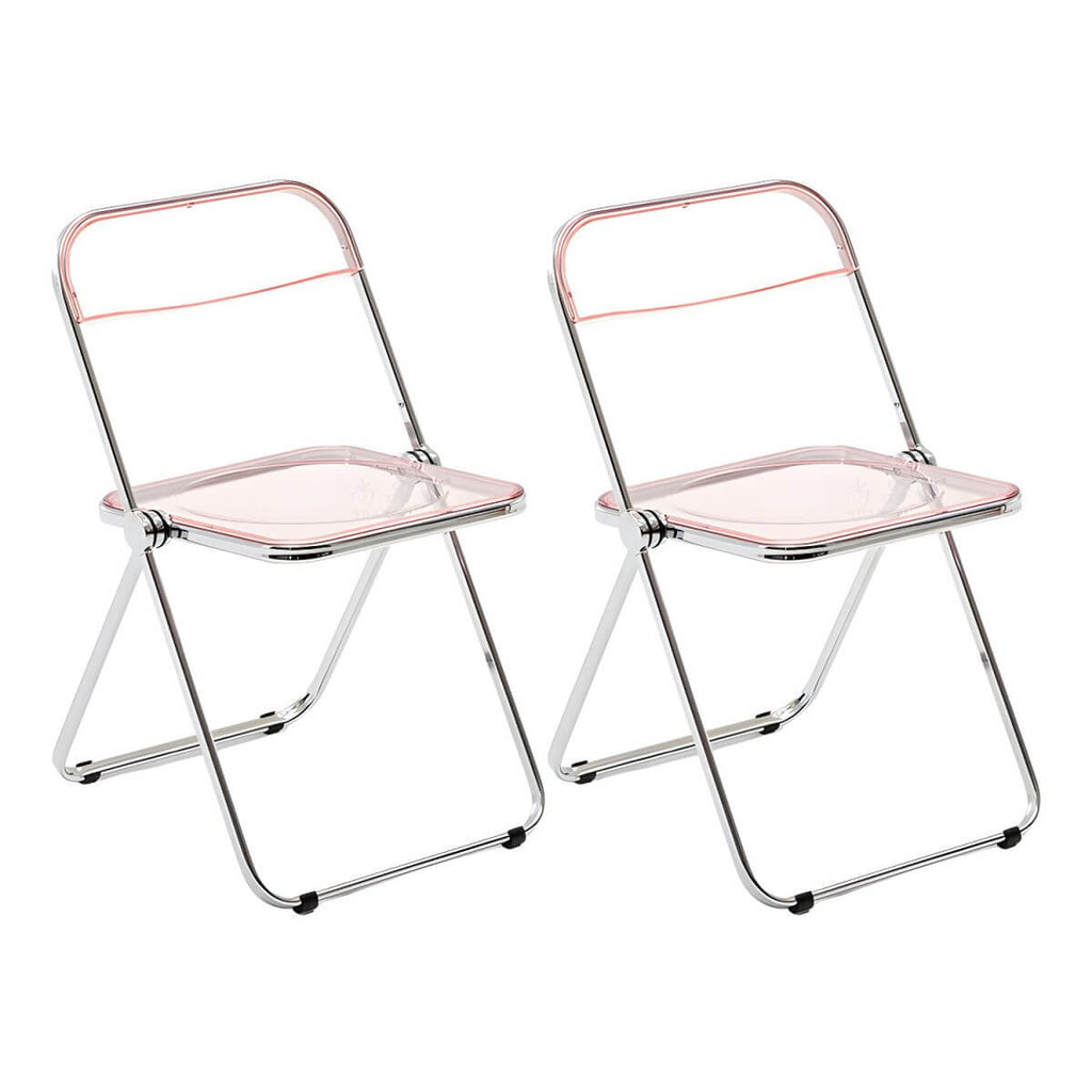 Scandinavian style dining chair with silver metal legs and plastic acrylic seat