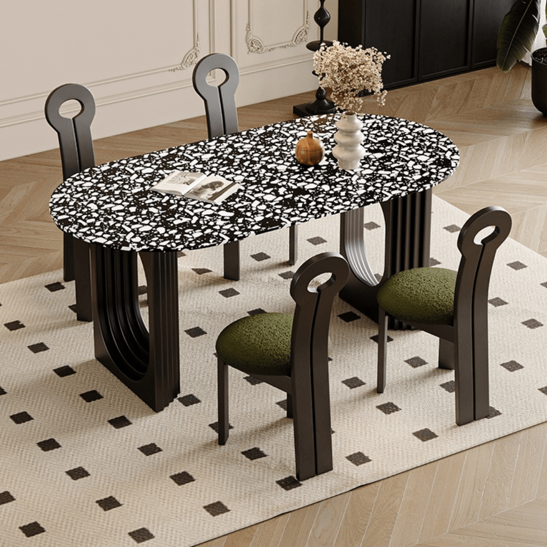 Minimalist terrazzo dining table and chair set ideal for family gatherings