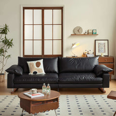 86.61" Faux Leather Sofa Vintage Style for Living Room