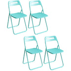 Modern collapsible open back side chair made of plastic and acrylic, ideal for kitchen and dining areas