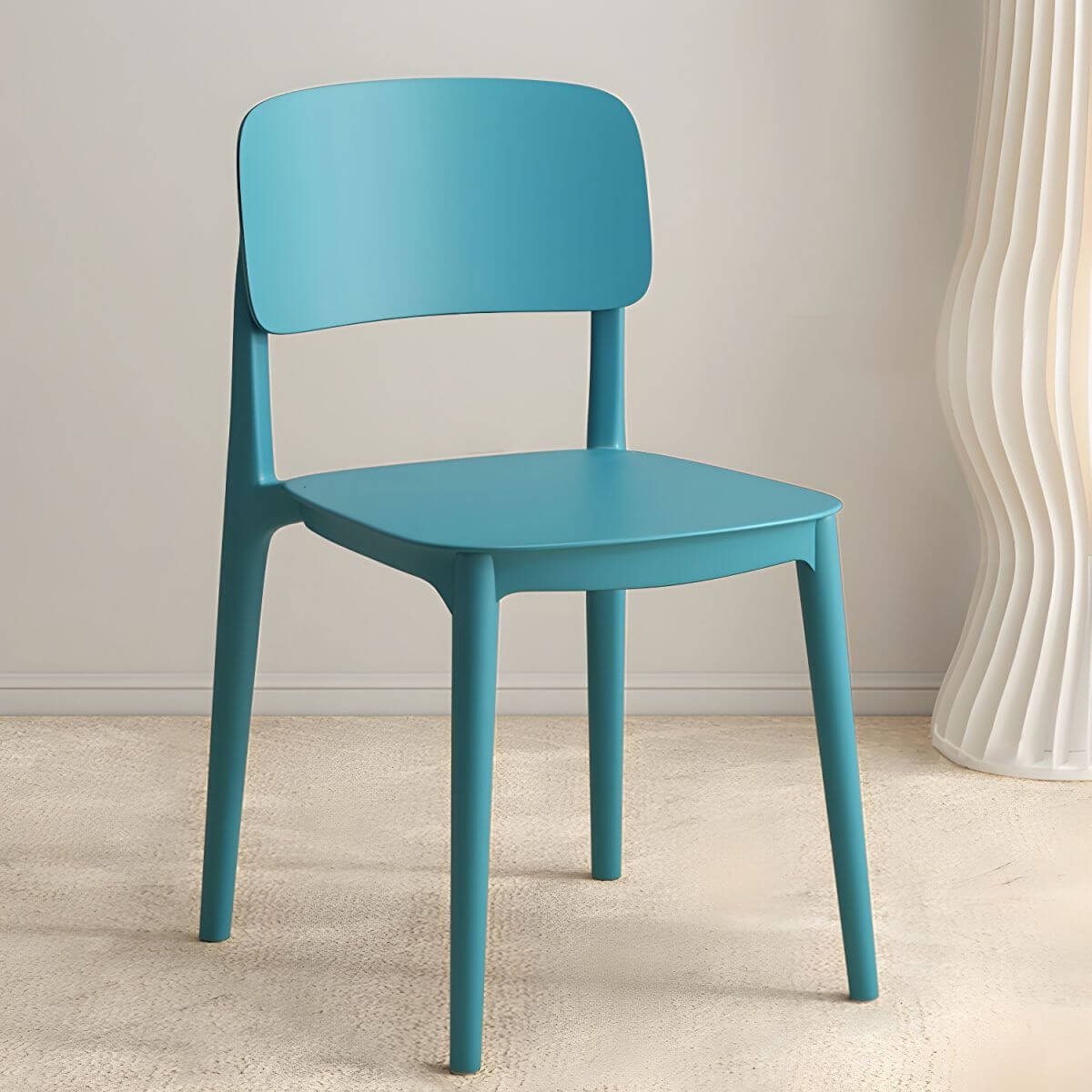 Scandinavian style stackable plastic and acrylic side chair for kitchen and dining