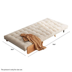 Beige Folding Sofa Bed Convertible Cotton & Linen