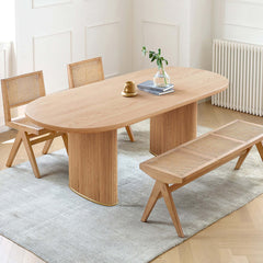 Solid Ash Wood Oval Dining Table