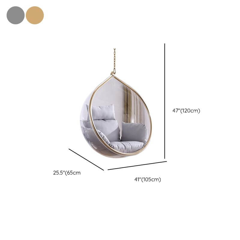 Silver and Aurous stainless alloy porch swing with stand, cushions, and chain for outdoor comfort