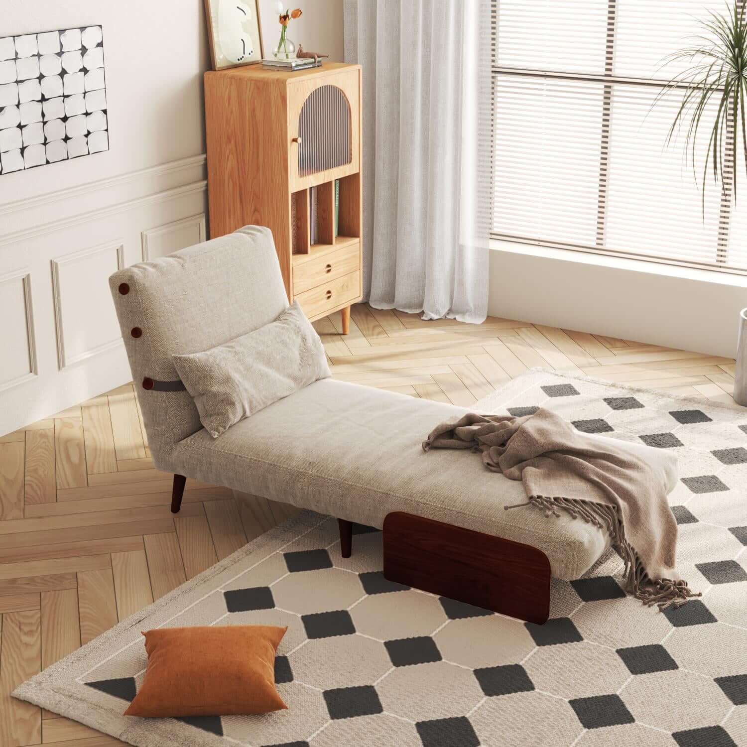 3-in-1 futon sofa bed chair recliner that saves space and converts easily