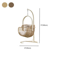 Tropical Cocoa/Cream/Chalk Alloy Frame Upholstered Porch Swing with Stand and Chain, Stand Included Porch Swings