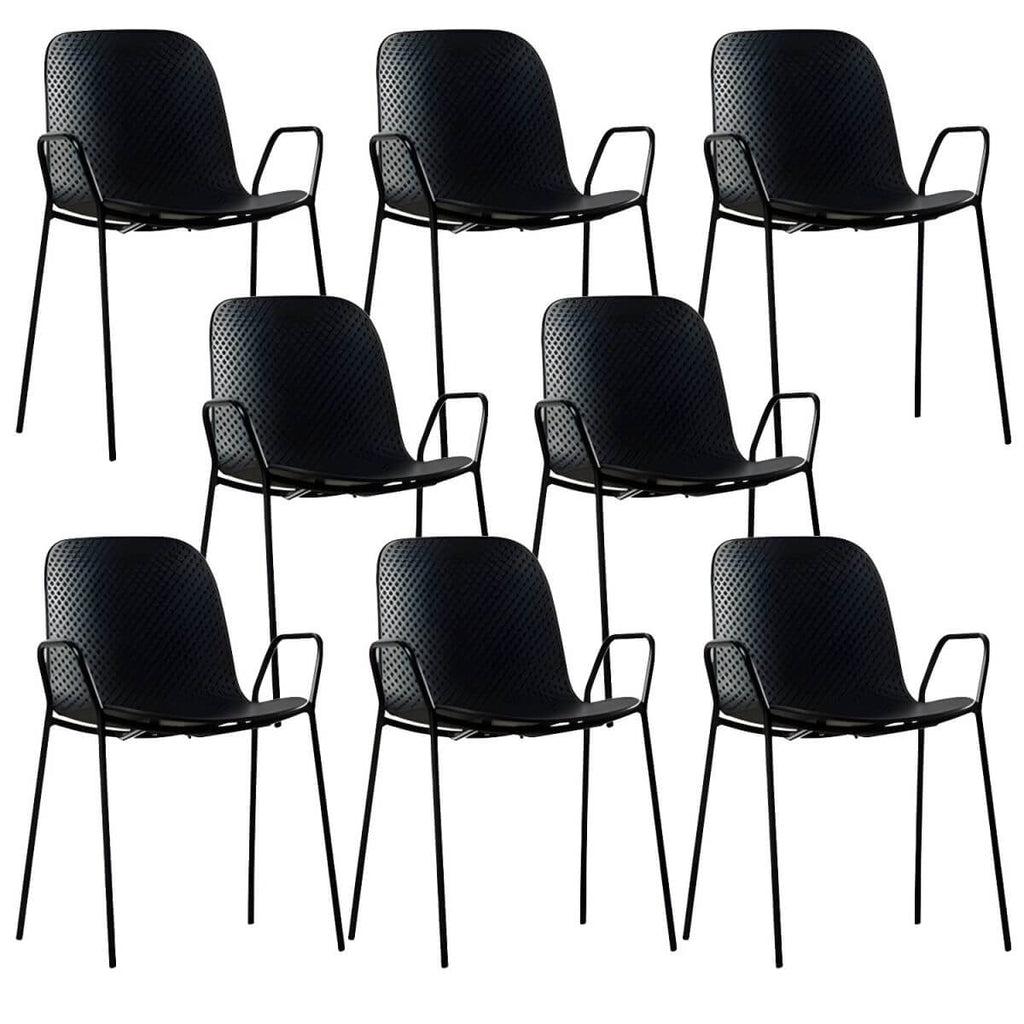 Scandinavian stackable kitchen chair with plastic and acrylic seat and metal legs