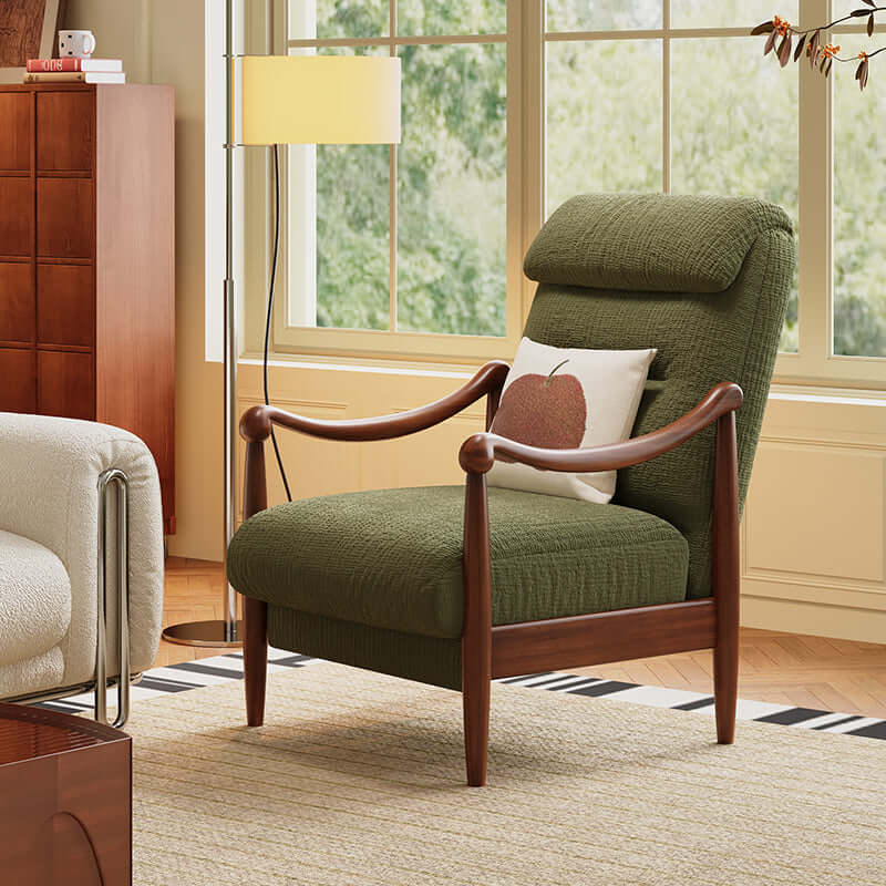 Adjustable vintage accent chair with solid wood frame for stylish and comfortable seating