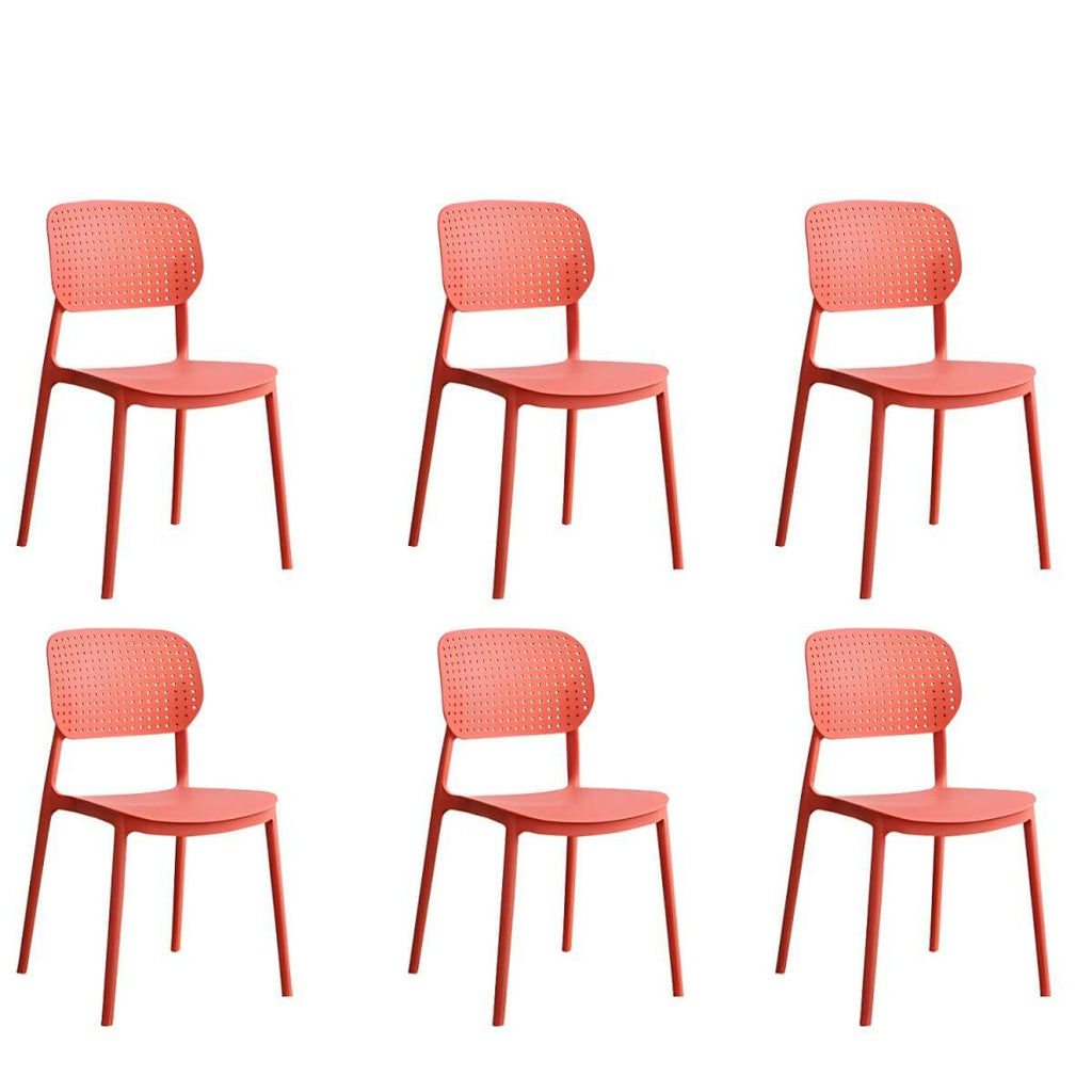 Stackable Scandinavian style plastic and acrylic side chair with low back for dining