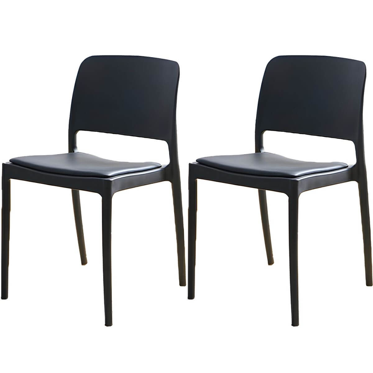 Scandinavian plastic and acrylic dining chair with low backrest and armless design