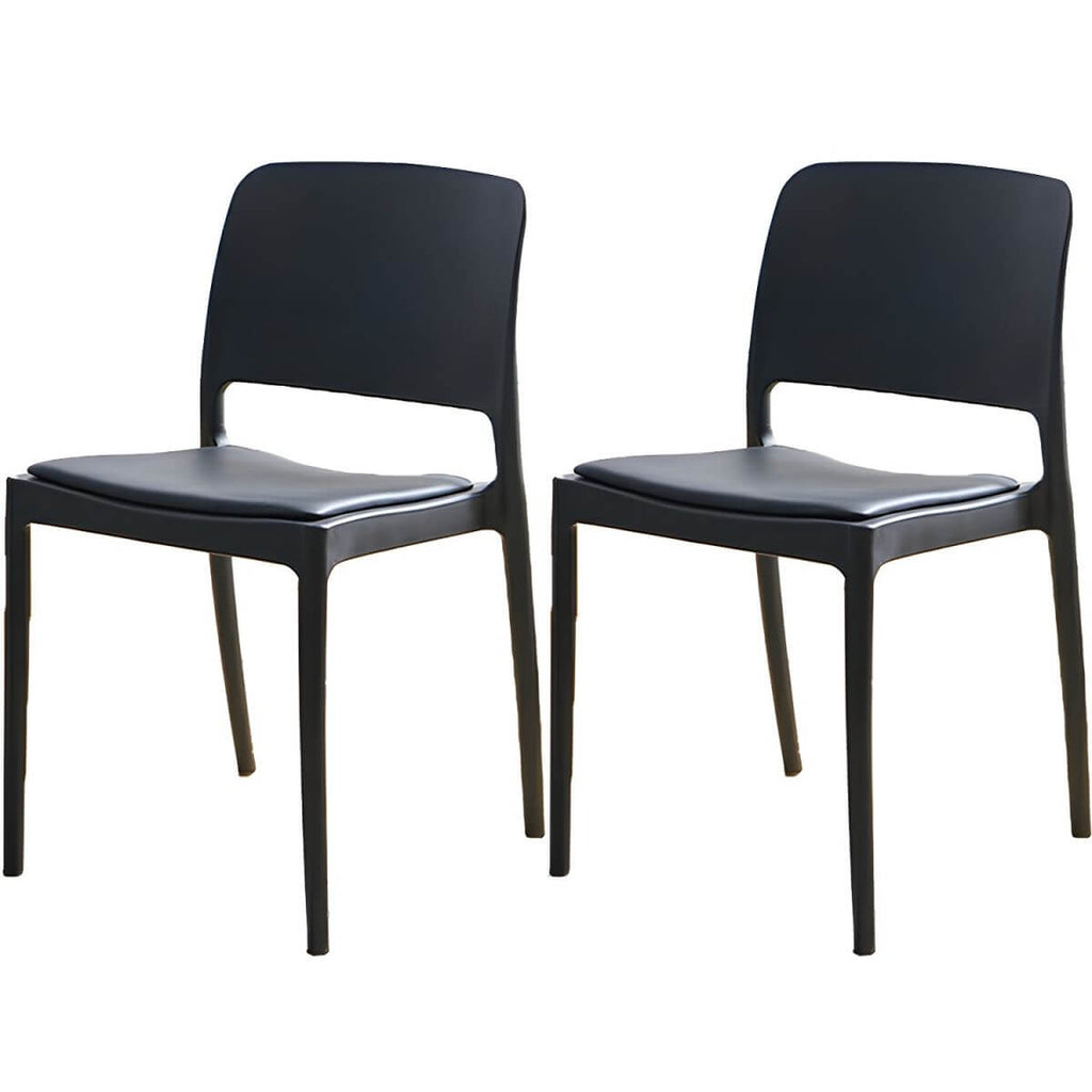 Scandinavian plastic and acrylic dining chair with low backrest and armless design