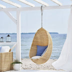 Upholstered tropical cocoa porch swing with heat-resistant plastic stand and chain