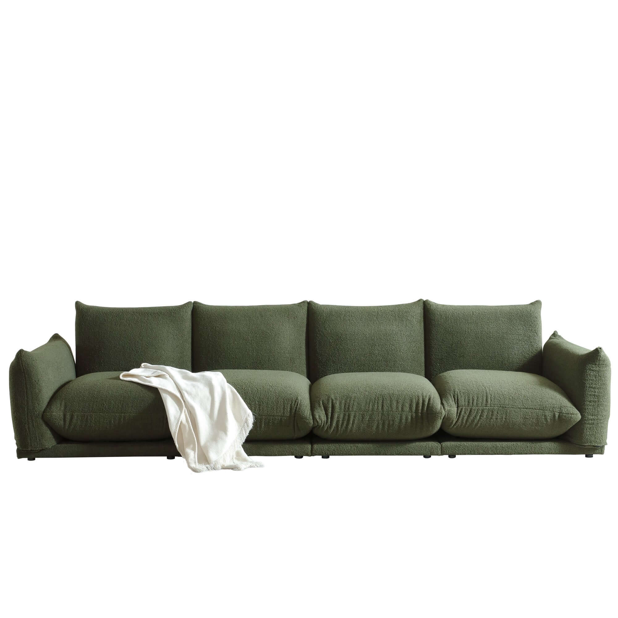 Oversized modern modular cloud sectional couch with lambswool fabric and chaise lounge