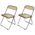 Contemporary acrylic folding armless chair with open back, ideal for dining rooms