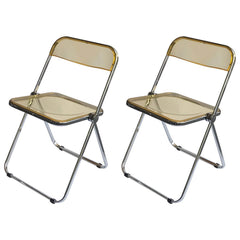 Contemporary Acrylic Open Back Folding Armless Chair for Dining Room Dining Chairs
