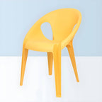 Stackable modern arm chair with open back made of plastic and acrylic for dining