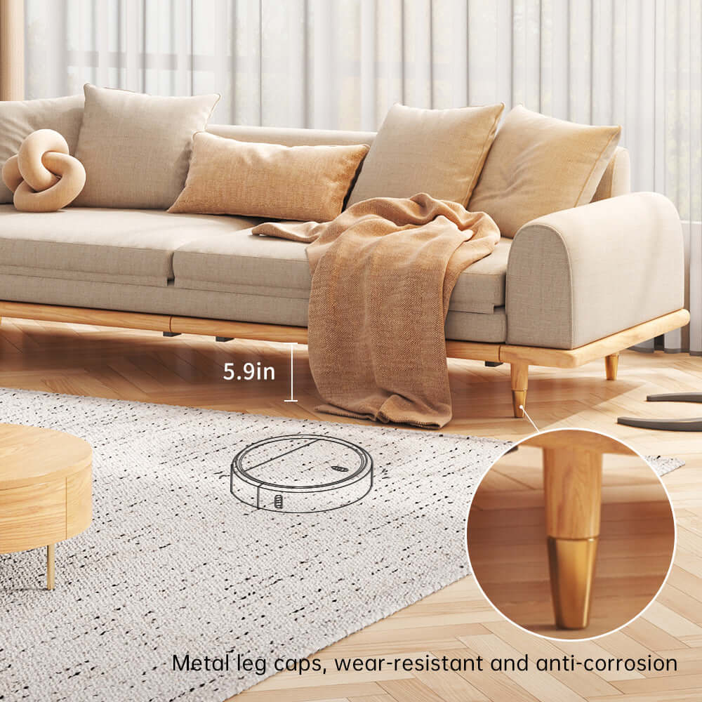 Three-seater upholstered sleeper sofa with retractable solid wood frame for versatile seating and sleeping