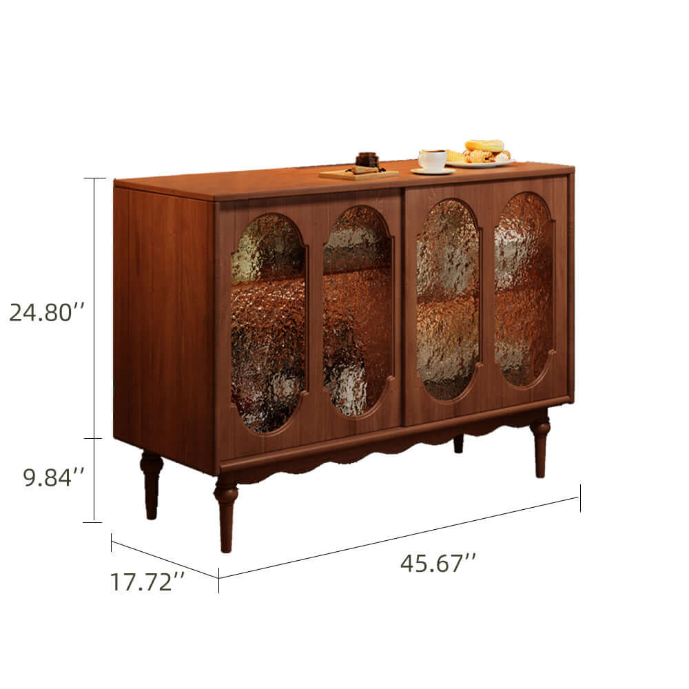 Vintage solid wood sideboard with spacious storage and display cabinet for home organization