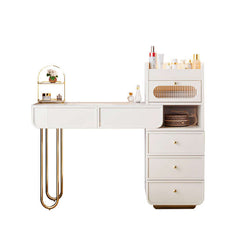 Light Luxury White Makeup Vanity with Jewelry Storage & Drawers Included