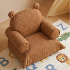 Bear Chenille Kids Lounge Chair with Rounded Silhouette for Reading Nooks