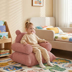 Bear Chenille Kids Lounge Chair with Rounded Silhouette for Reading Nooks