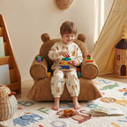Bear Chenille Kids Lounge Chair with Rounded Silhouette for Reading Nooks
