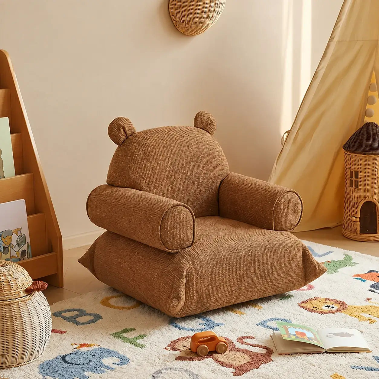 Bär Chenille Kinder-Lounge-Sessel mit abgerundeter Silhouette für Leseecken Zweitbild