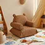 Bear Chenille Kids Lounge Chair with Rounded Silhouette for Reading Nooks