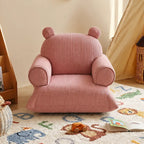 Bear Chenille Kids Lounge Chair with Rounded Silhouette for Reading Nooks