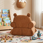 Bear Chenille Kids Lounge Chair with Rounded Silhouette for Reading Nooks